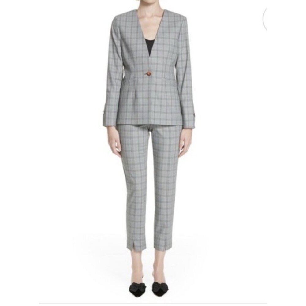Ted Baker Rista black white windowpane plaid check suit sz 5(XL) officecore